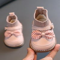 Udobne kožne čizme za djecu modne uniforme Ležerne kratke čizme s okruglim prstima ružičaste 6,5 inča