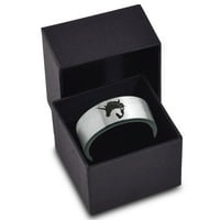 Mitski prsten od volframovog jednoroga jin jang za muškarce i žene, udobno pristajanje, mat siva, ravni rez, Crna, polirana