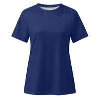 Jesenske majice veličine plus za žene ženske jednobojne čipkaste majice kratkih rukava puloveri s okruglim vratom majice košulje
