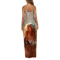 Haljine Ženska ljetna sundress s dugim naramenicama za špagete tiskana Haljina Bez rukava ležerna duga Ženska Maksi haljina s džepom