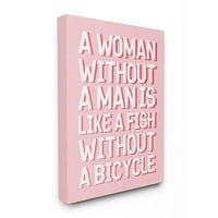 Stupell Industries Woman bez muškarca smiješna riječ moda moderni ružičasti dizajn platno zidna umjetnost Daphne Polselli