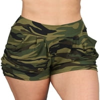 Ženske kratke pripijene hlače, Bermuda mini hlače s leopard printom, ljetne kratke hlače za plažu širokog kroja, zelena maskirna