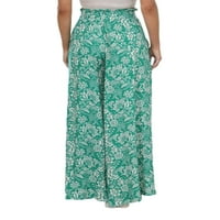 Ženske Palazzo hlače visoke struke hlače širokih nogavica svečane hlače za plažu jednobojne zelene cvjetne hlače 2 inča