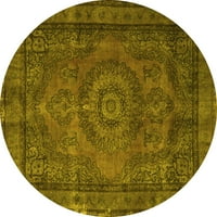 Tvrtka Aludes strojno pere okrugle tradicionalne perzijske Prostirke žute boje za unutarnje prostore, promjera 4 inča