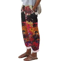 Hlače za žene, ženske ljetne modne široke udobne sportske hlače s apstraktnim printom širokih nogavica, Ležerne hlače