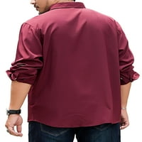 Muška košulja od tunike, vrhovi na kopčanje, majice dugih rukava, svečana bluza, ležerno, boja crnog vina