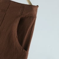 Ženske hlače lanene hlače Ženske sužene hlače pamučne hlače na kopčanje sprijeda Casual hlače s džepovima Radne hlače široke hlače