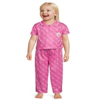 Set pidžama kaputa za djevojčice kratkih rukava s dugim hlačama na kopčanje sprijeda, 2 komada, veličine od 2 do 5 godina