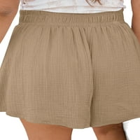 Ženske Ležerne široke kratke hlače s vezicama u punoj boji, ljetne vruće hlače na plaži