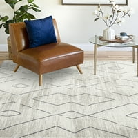 Moderni tepih s geometrijskim uzorkom u krem sivoj boji koji se lako čisti u zatvorenom prostoru