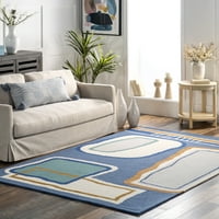 Apstraktni vuneni tepih u boji, 6 '9', Plava