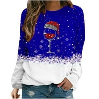 Rasprodaja božićnih džempera za žene s dugim rukavima s okruglim vratom, majice s printom