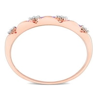 Jubilarni prsten od 10k ružičastog zlata s ametistom i dijamantom u karatima
