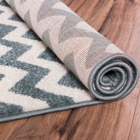Dobro tkani ševron u svijetloplavoj boji s modernim geometrijskim linijama cik-cak 2'3 7'3 trčanje tepih