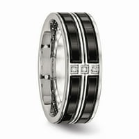 Zaručnički prsten od nehrđajućeg čelika s crnim prstenom presvučenim kubičnim cirkonijem veličine prstena 12