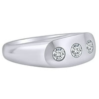 Muški zaručnički prsten s okruglim bijelim prirodnim dijamantom od tri karata od punog bijelog zlata od 14 karata, veličina prstena-14