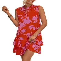 Ženska ljetna plaža Sundress kratka haljina bez rukava Seksi mini haljine ženske Ležerne večernje ružičaste crvene boje