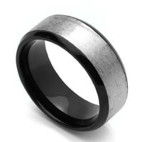 Titanski zaručnički prsten s udobnim pristajanjem s kosim rubovima, crni prsten