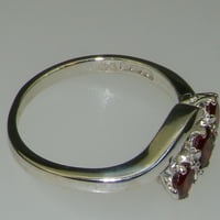Ženski prsten od srebra od srebra izrađen u Velikoj Britaniji s prirodnim granatom-opcije veličine - veličina 11,25