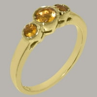 Ženski prsten za obljetnicu od prirodnog Citrina od žutog zlata 18K britanske proizvodnje - opcije veličine-veličina 5
