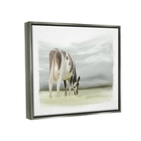 Stupell Farmhouse krava za pašnjake pašnjake životinje i insekti slikaju sivi plutasti uokvireni umjetnički print zidna umjetnost