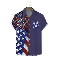 Muške košulje Zastava Dana neovisnosti 3-inčni digitalni tisak modna bluza na kopčanje s reverom kratkih rukava Majice Majice za