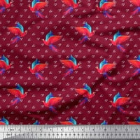 Rajonska Tkanina od crvene Georgette u akvarelu s uzorkom papige ara i trokuta s geometrijskim ukrasom, tiskana tkanina širine dvorišta