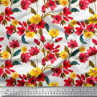 Tkanina od rajona Georgette M. A. s akvarelnim printom cvijeća i lišća, zanatska tkanina široka jarda