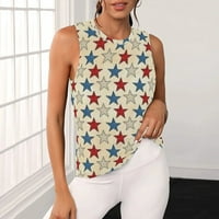 Topovi 4. srpnja za žene Plus size slatka majica bez rukava domoljubna američka zastava grafički Kamizol bluze na plaži s okruglim