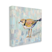 Stupell Industries Obalni Plover Sažetak patchwork galerija za slikanje ptica omotana platno tiskana zidna umjetnost, dizajn Jeanette