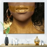 Afro American Girl sa zlatnom bojom na tjelesnoj fotografiji platno umjetnički tisak