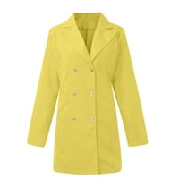 Ženska jesensko-zimska jakna dugih rukava jednobojno dvoredno tanko odijelo žuto