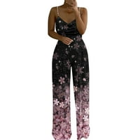 Ženski kombinezon s dvije biserne naramenice S cvjetnim printom, Slatki kombinezon s izrezom i visokim strukom, hlače, ljetni odjevni