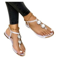 Sandale Ležerne ženske ljetne japanke s otvorenom rimskom kopčom s ravnim remenom ženske sandale s otvorenim prstima bijele 10,5