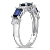 Prsten od srebrnog srebra s plavim i bijelim safirima, izrađen od 1 karatnog 1-karatnog prstena, s 5 kamena