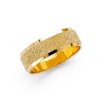 Nakit 14k ZLATO, okrugli žuti prsten s kubičnim cirkonijem u obliku oblika, vjenčani prsten za godišnjicu, Veličina 8