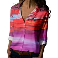 Ženska proljetno-ljetna majica s printom dugih rukava s izrezom u obliku slova a, gornja bluza