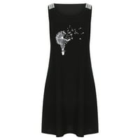 Ljetne haljine za žene na rasprodaji ženske Ležerne Seksi mini haljine s okruglim vratom s printom Čipkasta Mini haljina bez rukava