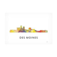 Marlene Watson 'Des Moines Iowa Skyline' Canvas Art