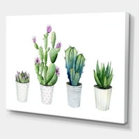 DesignArt 'aloe vera cactus sočne kućne biljke u loncima' Farmhouse platno zidni umjetnički tisak