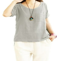 Ženski ljetni topovi majica kratkih rukava s kratkim rukavima modni pulover casual casual majica sive boje 3 inča