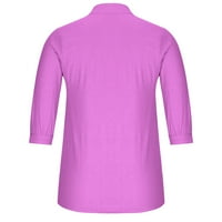 Lanene košulje za žene modni ženski pulover u obliku slova U u obliku slova U s rukavima na kopčanje ležerna majica bluza
