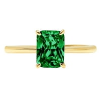 Sjajni izrezani dragulj od 1,75 karata, zeleni imitirani Smaragd, pravo žuto zlato od 18 karata, robotsko lasersko graviranje, bezvremenska