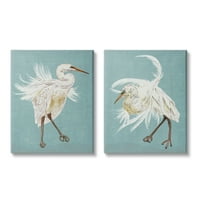 Ptice koje plešu-čaplje, bijelo perje na plavom, 20 komada, dizajn Melissa Vang