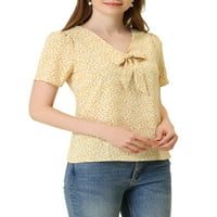 Jedinstvene ponude ženske tiskane kravate v vrat kratki rukavi ravni bluza vrh