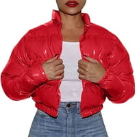 Ženski topli zimski kaput, Donja topla zimska jakna s odvojivom kapuljačom, crvena