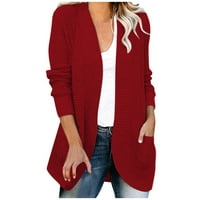 ; / Ženski modni Džemperi-Kardigani za žene, ležerni široki jednobojni džemper dugih rukava, gornja odjeća u crvenoj boji