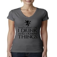 Divlji Bobbi, pijem i znam što Tirion ima, pop kultura, Ženska majica u obliku slova U, tamno siva, srednja