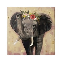 _ Portret slona koji podiže trup, apstraktni dizajn cvjetne krune, 36, dizajn Victoria Barnes