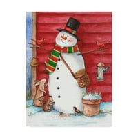 Zaštitni znak likovna umjetnost 'Crvena staja snjegović s prijateljima' platno umjetnost Melinda Hipsher